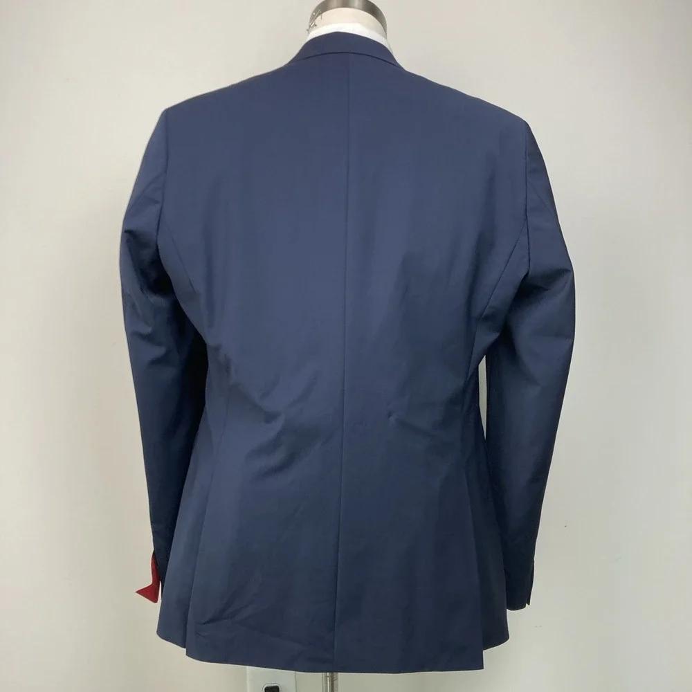 Hugo Boss Mens Modern fit Suit Jacket Blazer 40L Navy Blue Solid Stretch Wool